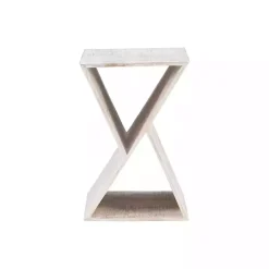 Whitewashed Mango Wood Hourglass Accent Table