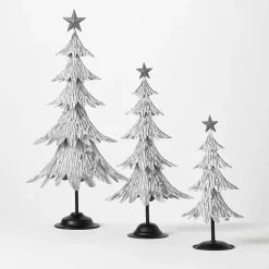 Whitewashed Metal Christmas Trees, Set of 3