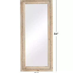 Whitewashed Natural Beaded Wood Wall Mirror