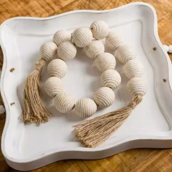 Whitewashed Ribbed Bead Garland