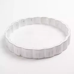 Whitewashed Scalloped Wood Tray