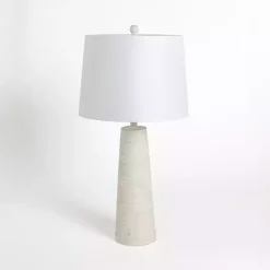 Whitewashed Textured Taper Table Lamp