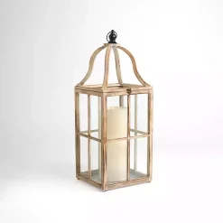 Whitewashed Wood Brier Lantern, 23 in.