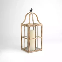 Whitewashed Wood Brier Lantern, 23 in.