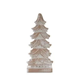 Whitewashed Wood Carved Pine Trees, Set of 3