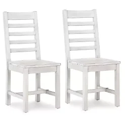 Whitewashed Wood Farmhouse Dining Chairs, Set of 2