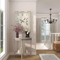 Whitewashed Wood Half Moon Console Table