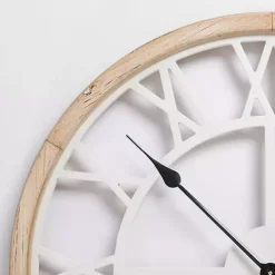 Whitewashed Wood Open Face Wall Clock