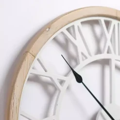 Whitewashed Wood Open Face Wall Clock