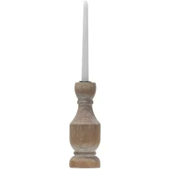 Whitewashed Wood Taper Candle Holder, 9 in.