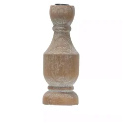 Whitewashed Wood Taper Candle Holder, 9 in.