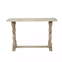 Whitewashed Wood Trestle Base Console Table