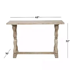 Whitewashed Wood Trestle Base Console Table