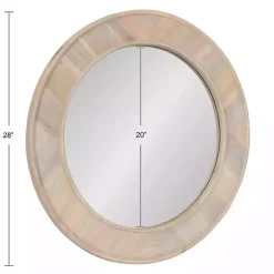Whitewashed Woodgrain Round Wall Mirror