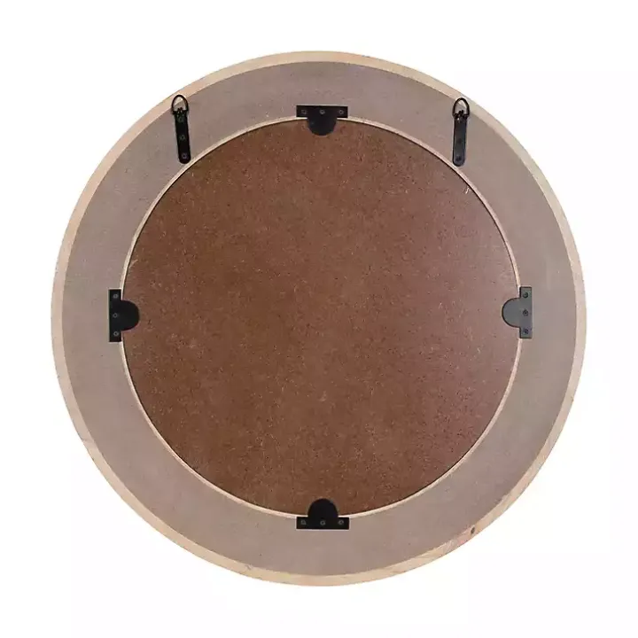 Whitewashed Woodgrain Round Wall Mirror