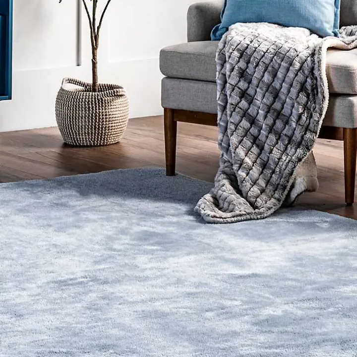 Whitlow Blue Shag Washable Area Rug, 8x10