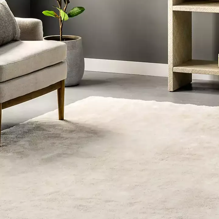 Whitlow Cream Shag Washable Area Rug, 5x8