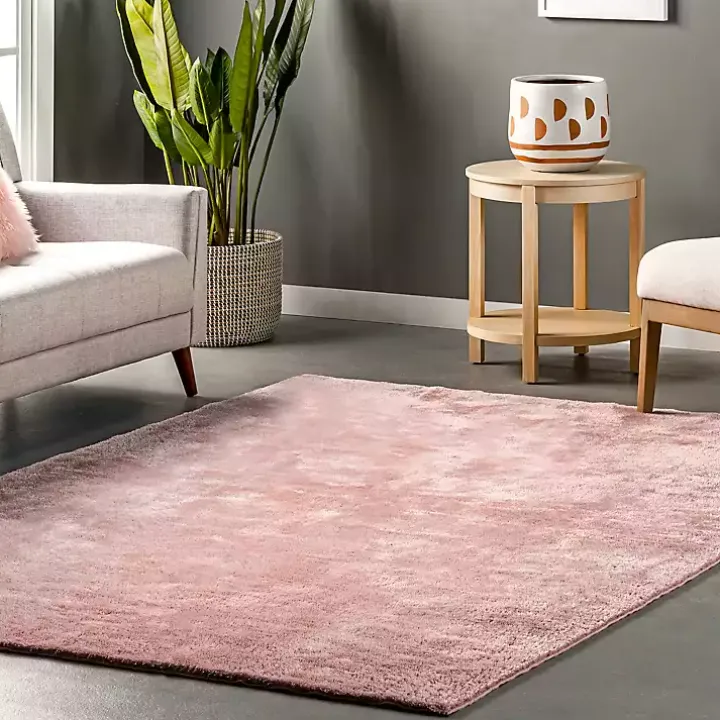 Whitlow Pink Shag Washable Area Rug, 6x9