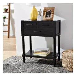 Wilbert 3-Drawer Black Console Table