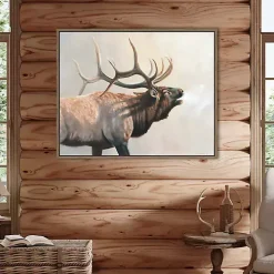 Wild Elk Framed Canvas Art Print