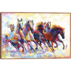Wild Horses Running Framed Canvas Art Print