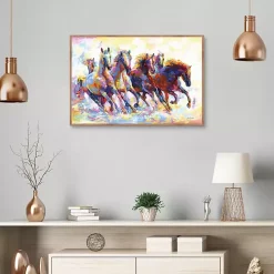 Wild Horses Running Framed Canvas Art Print