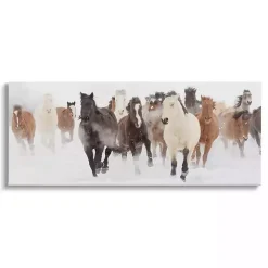 Wild Winter Horses Canvas Art Print, 48x20 in.