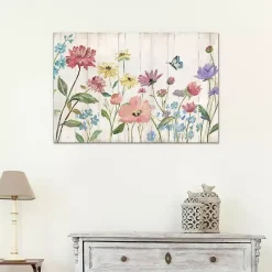 Wildflower Flutter on Wood Canvas Art Print