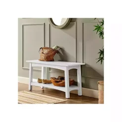 Willis White Wooden Lower Shelf Bench