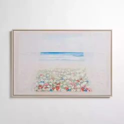 Window with a Beach View Framed Canvas Art Print