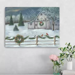 Winter Barn Landscape Canvas Art Print