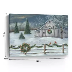 Winter Barn Landscape Canvas Art Print