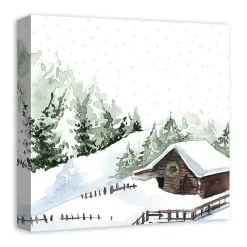 Winter Cabin Canvas Art Print