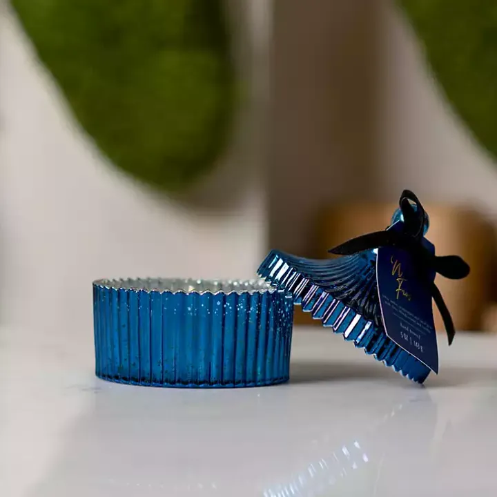 Winter Frost Blue Mercury Glass Jar Candle