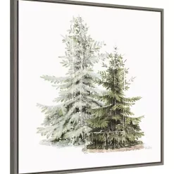 Winter Trees Gray Framed Canvas Art Print