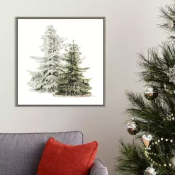 Winter Trees Gray Framed Canvas Art Print