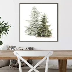 Winter Trees Gray Framed Canvas Art Print