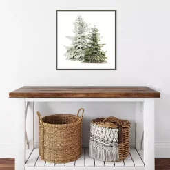 Winter Trees Gray Framed Canvas Art Print