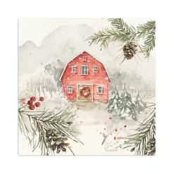 Wintery Pineberry Barn Canvas Art Print