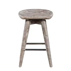 Wirebrushed Barnwood Swivel Counter Stool