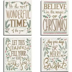 Wonderful Christmas Canvas Art Prints, Set of 4