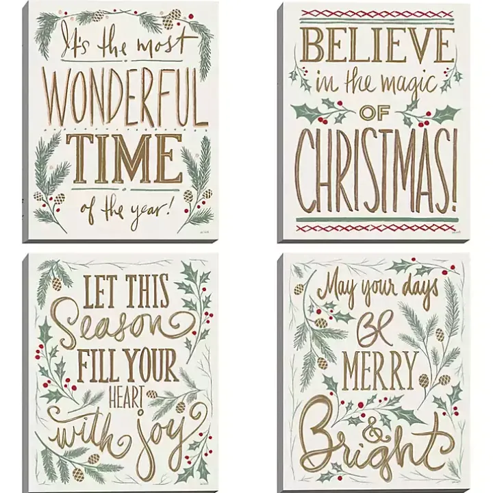 Wonderful Christmas Canvas Art Prints, Set of 4