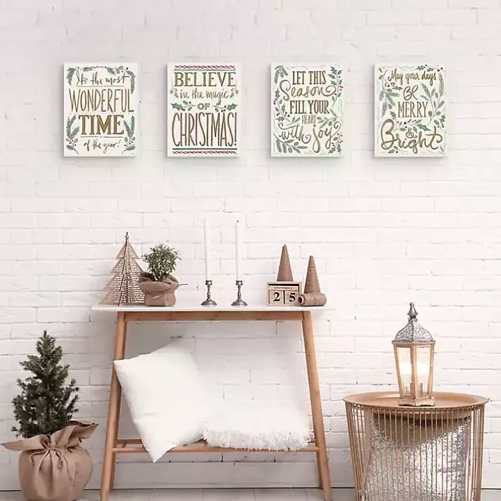 Wonderful Christmas Canvas Art Prints, Set of 4