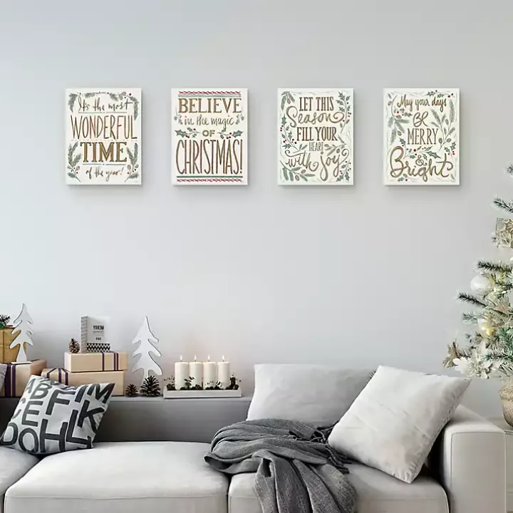 Wonderful Christmas Canvas Art Prints, Set of 4