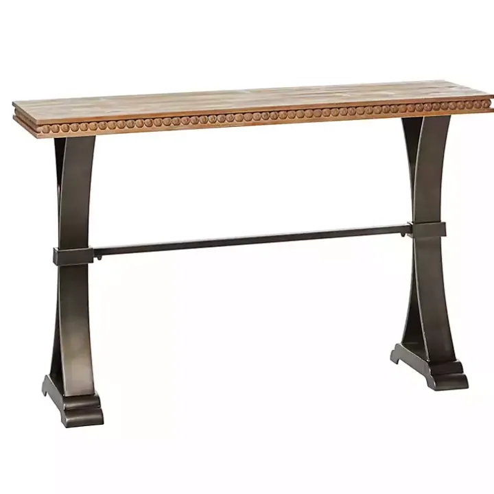 Wood & Metal Trestle Base Console Table