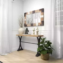 Wood & Metal Trestle Base Console Table