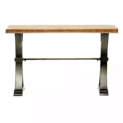 Wood & Metal Trestle Base Console Table