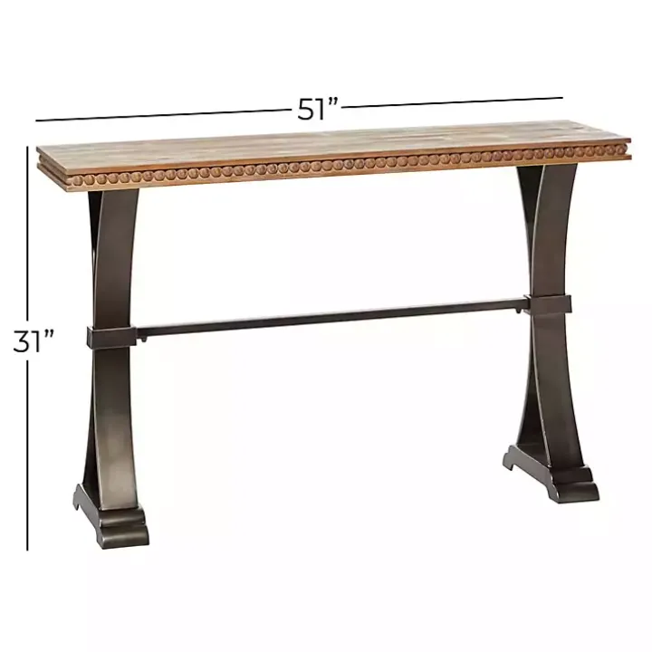 Wood & Metal Trestle Base Console Table