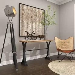 Wood & Metal Trestle Base Console Table