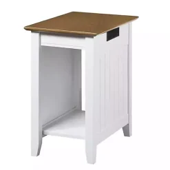 Wood & White Two-Tone Charging Open Accent Table